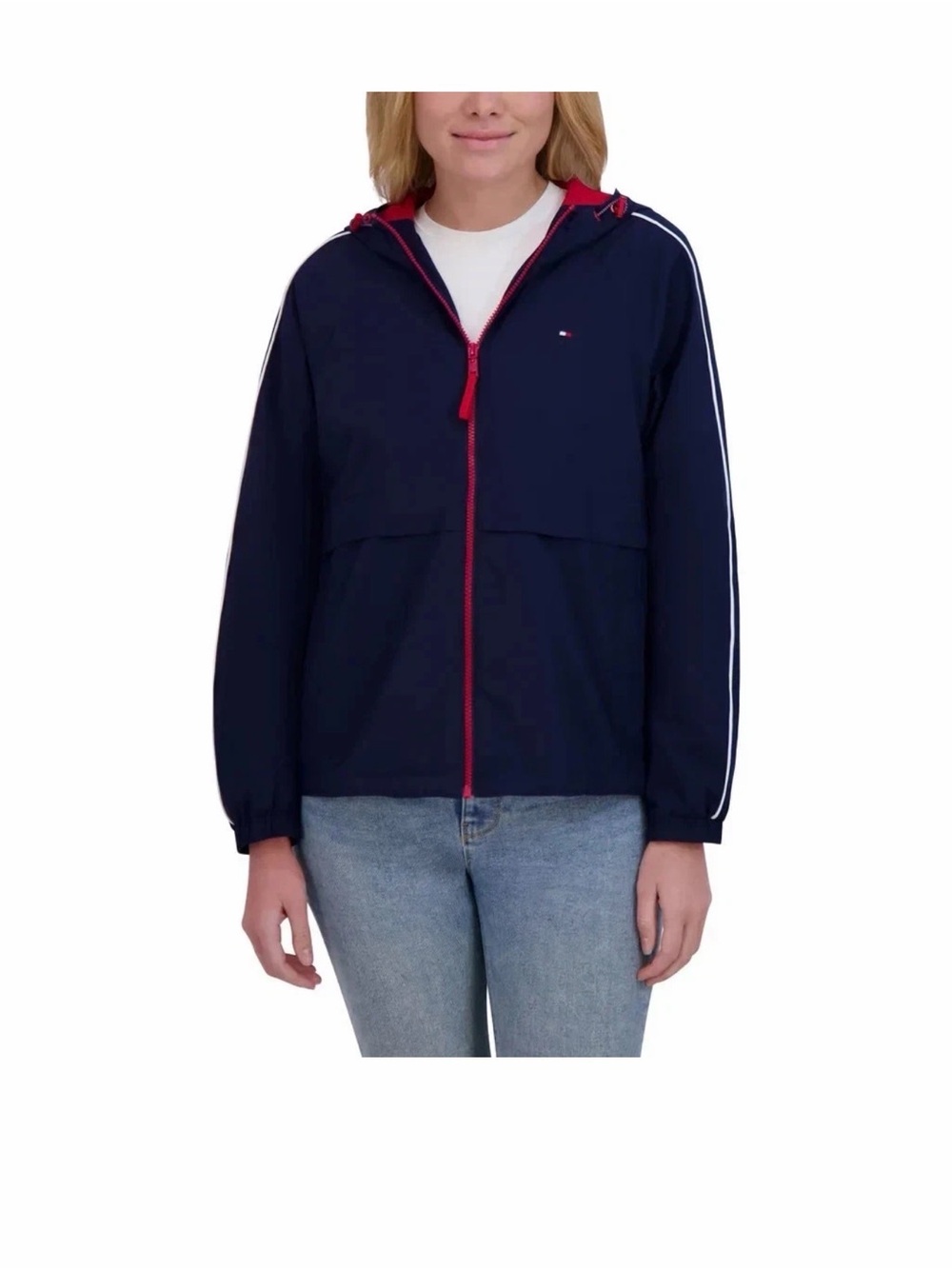 Tommy Hilfiger Women windbreaker Rain Jacket Navy Blue, Medium